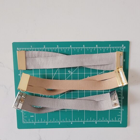 3 pc faux Leather Wrap Multilayer Bracelets Rhinestone Magnetic Closure Boho - Picture 4 of 10